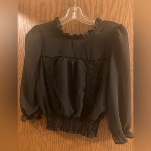 Monteau Black Ruffled Blouse